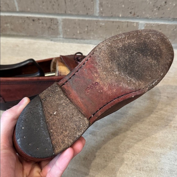 VINTAGE Polo Ralph Lauren mens 9 oxblood tassel bench made loafer shoes - Picture 5 of 6